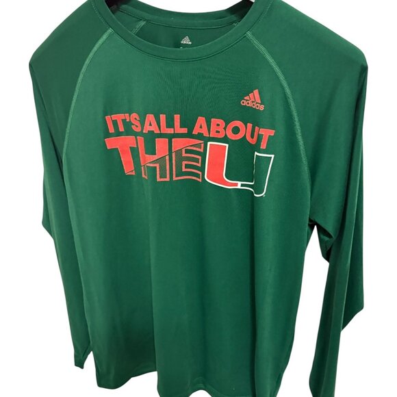 Miami Hurricanes Its All About the U Long Sleeve T Shirt Medium Adidas Vintage - Picture 2 of 6